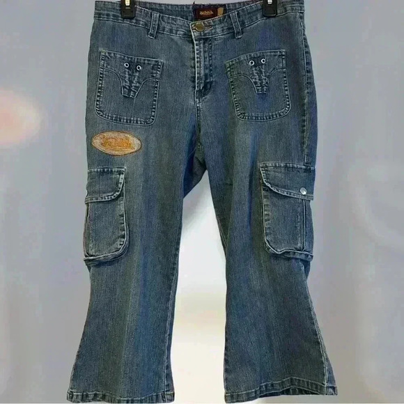 Von Dutch Y2K Vintage Cargo Cropped Jeans with Patch, size 11/12, EUC!!! - Picture 1 of 8